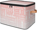 Custom Storage Basket with Name, Personalized Storage Bins with Zipper Lid, Foldable Fabric Storage Box Large capacity with Handle Pink White by TinyTreasures Baby Boutique