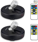 Wireless Spotlight Battery Operated, LED Picture Lights, Stick on Uplighting for Indoor Plant Tree Painting Artwork Portrait Photo Art, Dimmable Accent Puck Light with Remote, 2 Pack by CozyNest Decor