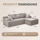 Hobestluk 96“ Modular Sectional Sofa Couches L-Shape Couch 3 Seat Modular Sofa Memory Foam Sectional Couches for Living Room, Cloud Couch with Oversized Chaise (Grey, Checked (Right Facing Chaise)) by CozyNest Decor