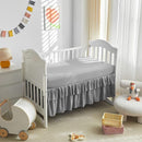 Mini Crib Bedding Set 3 Pieces Baby Boho Quilted Tufted Ruffles Comforter with Fitted Sheet and Ruffled Bed Skirt - Cute Shabby Baby Bedding Fits Mini Crib Only Gray by TinyTreasures Baby Boutique