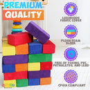 The Original Premium Plush Building Block for Kids - Certified Safe Foam Blocks in Luxuriously Soft Fabric Covers - Set of 24 (Classic Colors) by TinyTreasures Baby Boutique