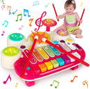 3 in 1 Musical Toys for Toddlers 1-3 Piano Xylophone Drum Set Toys for 1 2 3 Year Old Girls Birthday Music Instruments Baby Learning Developmental Sensory Toys Toddler Toys Age 1-2 2-3 by TinyTreasures Baby Boutique