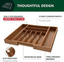 ROYAL CRAFT WOOD Luxury Bamboo Kitchen Drawer Organizer - Silverware Organizer - Utensil Holder and Cutlery Tray with Grooved Drawer Dividers for Flatware and Kitchen Utensils (9 Slot, Brown Bamboo) by CozyNest Decor