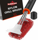 Grill Brush and Scraper, Safe Nylon Bristles Barbecue Triple Scrubbers Cleaning Brush for Cast Iron Grates/Porcelain/Weber Gas/Charcoal Grill，Extra Strong BBQ Cleaner Accessories (Red) by GreenHaven Gardens