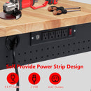 48x24 Inch Heavy-Duty Adjustable Workbench with Rubber Wood Top – 2000LB Capacity Mobile Garage Workstation, Locking Wheels, Power Outlets, Ideal for Workshop, DIY & Tool Storage (Black) by GreenHaven Gardens