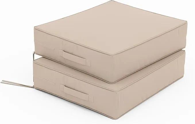 Patio Chair Cushions 18.5 X 16 X 4 Inch Waterproof Outdoor Seat Cushions for Patio Furniture, Outdoor Sofa Couch Pads with Ties & Handle, Set of 2, Sand