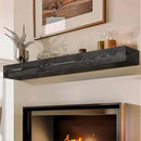 56x8x5 Fireplace Mantel - Handcrafted Hollow Rustic Solid Wood Wall Mounted Floating Shelf with Invisible Heavy Duty Wood Bracket (Weathered Black) by CozyNest Decor