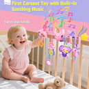 Musical Car Seat Toy for Babies 0-12 Months Girl, 5-in-1 Sensory Activity Hanging Toy Stroller Toy with Soothing Music, Rattle, Mirror for Newborn Infants Essential Gifts, Unicorn by TinyTreasures Baby Boutique