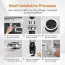 1/2 HP Garbage Disposal, TECASA Food Garbage Disposal with Power Cord, Stainless Steel Grinding System and 3-Bolt Mounting, Continuous Feed Compact Garbage Disposals, UL Certified, Taskmaid Series 50 by CozyNest Decor