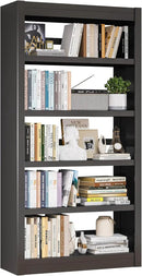 5 Tier Adjustable Black Bookcase, Metal Small Bookshelves and Bookcases, 61" H Display Modern Bookshelf for Living Rooms, Bedrooms, Home Offices, 10 Minutes Assemble by CozyNest Decor
