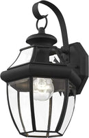 Livex Lighting 2151-04 Monterey 1 Light Outdoor Black Finish Solid Brass Wall Lantern with Clear Beveled Glass, 13" x 8.5" x 8.25" by GreenHaven Gardens