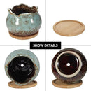 Laerjin Succulent Pots, 4 Inch Ceramic Plant Pots and Drainage Hole with Bamboo Tray, Colorful Flower Planter Pot, Pack of 6, Plants Not Included by GreenHaven Gardens