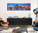 Office Wall Decor Miami Skyline Wall Art Panoramic Cityscape Picture Modern USA City Night View Canvas Prints for Bedroom Living Room Home Decoration Stretched and Framed Ready to Hang 13.8"x45.3" by CozyNest Decor