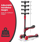 Black and Red 3 Wheel Scooter with Seat for Kids – Light-Up LED Wheels, Adjustable Handlebar and Seat, Smooth PU Wheels, Wide Anti-Slip Deck, Rear Foot Brake – Toddler Outdoor Toys for Ages 2+ by TinyTreasures Baby Boutique