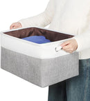 Kntiwiwo Large Fabric Foldable Storage Bin 17" x 11.8" x 9.8" Storage Baskets with Handle Large Cube Storage boxes for Closet, Shelves, Home, Set of 3, Grey by CozyNest Decor