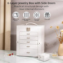 Large Jewelry Box,5-Tier PU Leather Jewelry Organizer with Lock,Multi-functional Storage Case with Mirror,Jewelry Organizer for Bracelets, Earrings, Rings, Necklaces, Mothers Day (CREAM) by TinyTreasures Baby Boutique