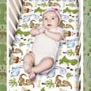 3 Pcs Baby Crib Bedding Set Safari Animals Dinosaurs Bear Woodland Animals Jungle Crib Set Includes Quilt, Fitted Sheet, Skirt for Baby Boy Girl(Green,Dinosaur) by TinyTreasures Baby Boutique