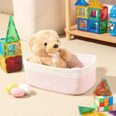 Small Storage Baskets for Organizing | Closet Organizer Bins | Shelf Toy Basket | Woven Rope Baskets | Cube Decorative Box | Shallow Basket | 11.5x7.5x4.7” | 3 Packs White Pink by CozyNest Decor
