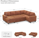 Belffin Corduroy Sleeper Sofa Bed with Storage Chaise Modular Sectional Sofa Couch with Pull Out Bed L Shaped Sectional Couches for Living Room Brick Red Couch by CozyNest Decor