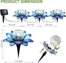 LEWIS&WAYNE Solar Garden Lights Outdoor, 3 Pcs Blue Lotus Flower Pathway Lamps with Cool White Crackle Glass Globe Led Lights for Patio Pathway Yard Balcony Garden Decorations by CozyNest Decor