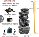 Water Features Outdoor Patio 6-Tier Cascading Rock Water Fountain 31.5''Water Fall Fountain Outside Resin Fountain with Light Mossy Rock Floor Garden Fountain Indoor for Relaxation Home Decor by GreenHaven Gardens