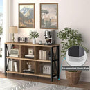 FATORRI 6 Cube Storage Organizer with Shelf, Long Wood and Metal Cubby Bookcase, Industrial Horizontal Bookshelf (Rustic Oak, 47 Inch) by CozyNest Decor