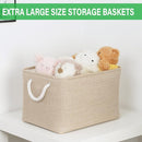 Bidtakay Large Storage Baskets for Shelves 3 Pack Fabric Storage Bins for Organizing Linen Collapsible Organizer for Closet-Flaxen by TinyTreasures Baby Boutique