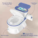 2-in-1 Toddler Potty Training Toilet - Larger Potty Chair & Detachable Training Seat for Boys & Girls Ages 1-3 with Flushing Sound, Wipes Storage, Toilet Paper Holder - Blue by TinyTreasures Baby Boutique