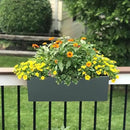 15 INCH Metal Railing Planter Boxes - Hanging Planter for Outdoor Balcony Fence, Durable All-Weather Use with Adjustable Brackets, Modern Décor for Flowers, Succulents, Hanging Plants, Grey by GreenHaven Gardens