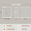 Baby Gate for Doorways Stairs Hallway 85.8-90.5 Inch Wide, Walk Through Child Gates with Pressure Mounted Extention Kit, Indoor Safety Child Gates for Kids or Pets by TinyTreasures Baby Boutique