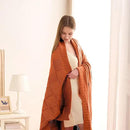 CozeCube Check Knit Throw Blanket, Rust Orange Checkered Throw for Couch, Decorative Christmas Soft Cozy Warm Knitted Blanket for Bed Sofa Living Room, 50"X60" by CozyNest Decor