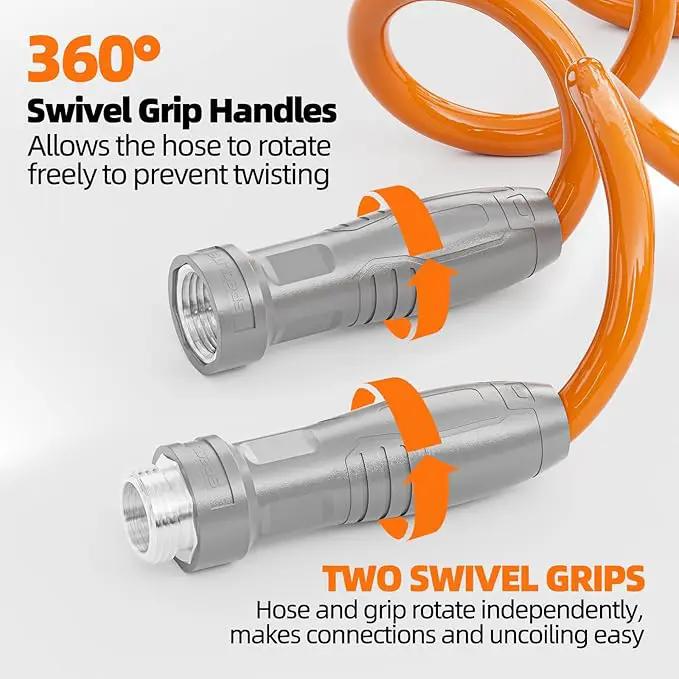 3/8” Lightweight Coil Garden Hose 75 FT, EVA Retractable Curly Water Pipe with 6-Pattern Spray Nozzle for Boat, Greenhouse, Yard, Patio (Orange), photo 4 of 7