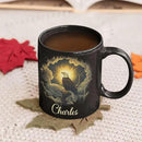 Custom Name Coffee Mug 11oz or 15oz, Unique Wildlife Art Black Cup, Personalized Eagle Ceramic Mug for Animal Lovers, Inspirational Coffee Cup with Nature Scene, Gifts for Friends by CozyNest Decor