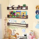 AZSKY Nursery Book Shelves Deep Walnut Wall Mount Floating Book Shelf for Bedroom Wooden Wall Book Shelf Children Kids Toddler Wall Bookshelf 36 Inch a Set of 3 Same Sizes by TinyTreasures Baby Boutique