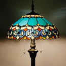 Tiffany Floor Lamp Stained Glass Lamp Standing Reading Light 16x16x70 Inch for Living Room (Blue Jewelry Baroque Style) by CozyNest Decor