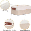 DULLEMELO Small Storage Bins, Storage Baskets for Organizing, Collapsible Rectangular Fabric Baskets for Shelves, Closets, Nursery, Home, Office, Empty Gift Baskets (6-Pack, White&Khaki) by TinyTreasures Baby Boutique