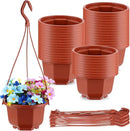 Roshtia 24 Pcs Hanging Plastic Planter Pot with Hook Flower Pots Baskets Hanging Nursery Planter Holder for Outdoor Indoor Plant Garden(Brown,6 Inch) by GreenHaven Gardens