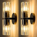 Black Crystal Wall Sconces Set of Two, Wall Sconce Set of 2, Black Sconces Wall Lighting with K9 Crystal Lampshade, Wall Lights for Bedroom Living Room Bathroom Hallway