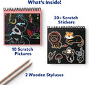 Skillmatics Scratch Art Book for Kids - Animals, Craft Kits & Supplies, 30+ Scratch Stickers, Travel Toys, DIY Kit, Gifts for Boys & Girls Ages 3, 4, 5, 6, 7, 8 by TinyTreasures Baby Boutique