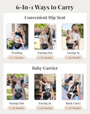 Baby Carrier Pro, MOMTORY Safety-Certified 6-in-1 Ultra Storage Baby Carrier Newborn to Toddler, Front & Back Baby Holder Carrier with Hip Seat, Pure Black by TinyTreasures Baby Boutique