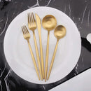 Matte Gold Silverware Set, Vanys 20 Piece Stainless Steel Cutlery Flatware Set, Kitchen Utensil Sets for 4, Tableware With Knife Spoons And Forks Set, Satin Finished Polished by CozyNest Decor