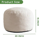 HIGOGOGO Round Stuffed Pouf Ottoman, Corduroy Poufs with Foam Chunk Filling, Furry and Fluffy Pouf Foot Stool Storage Ottoman, 20 X 15 Floor Poufs Foot Rest for Living Room, Beige by CozyNest Decor