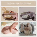Moonkie Suction Plates for Baby | 100% Silicone BPA-Free Baby Plates with Lids and Food Cover | Divided Design | Microwave and Dishwasher Safe | Toddler Plates 2 Pack by TinyTreasures Baby Boutique