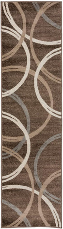 Rugshop Modern Wavy Circles Design Runner Rug 2' x 10' Brown by TinyTreasures Baby Boutique