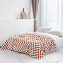 LOMAO Throw Blankets Flannel Blanket with Checkerboard Grid Pattern Soft Throw Blanket for Couch, Bed, Sofa Luxurious Warm and Cozy for All Seasons (Maple Brown, 90"x90") by CozyNest Decor