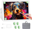 KOBAIBAN A4 Magnetic Light Pad with Bag, Rechargeable Diamond Art Light Board with Side Physical Buttons, 3 Color Light Modes Super Bright Light Table Light Box for Tracing, Drawing, Sketching (White) by TinyTreasures Baby Boutique
