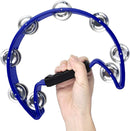 EastRock Tambourine Metal Jingles Hand Held Percussion Half Moon Tambourine for Kids, Adults, KTV, Party BLUE by TinyTreasures Baby Boutique