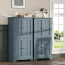 ChooChoo Bathroom Floor Cabinet, Modern Bathroom Storage Cabinet with 4 Doors and Adjustable Shelves, Freestanding Cupboard for Living Room, Grey by CozyNest Decor