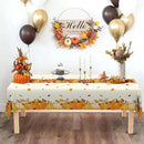ATFUNSHOP Fall Plastic Tablecloth 4 Packs Thanksgiving Disposable Table Cloth 54x108 Rectangle Table Cover with Pumpkin & Maple Leaf for Holiday Dinner Party Decorations Outdoor Picnic & Baby Showers by CozyNest Decor