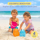 Sand Castle Building Kit, Beach Toys, Beach Bucket, Set of 4 Sand Castle Molds for Kids, Gift Toy for Ages 1 2 3 4 5 6 7 8 9, Older Kids and Toddlers, Sandcastle Building Kit Pail for Kids by TinyTreasures Baby Boutique